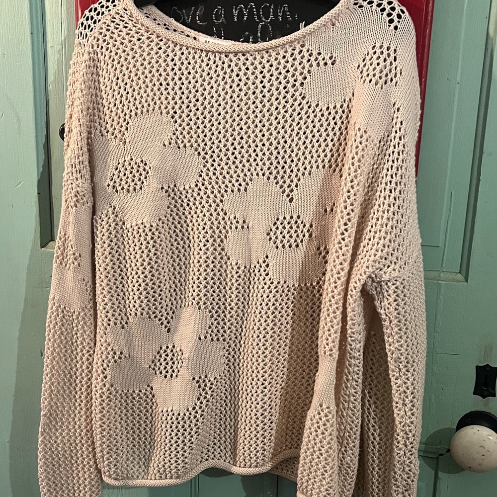 En Creme Cream Floral Knit Sweater